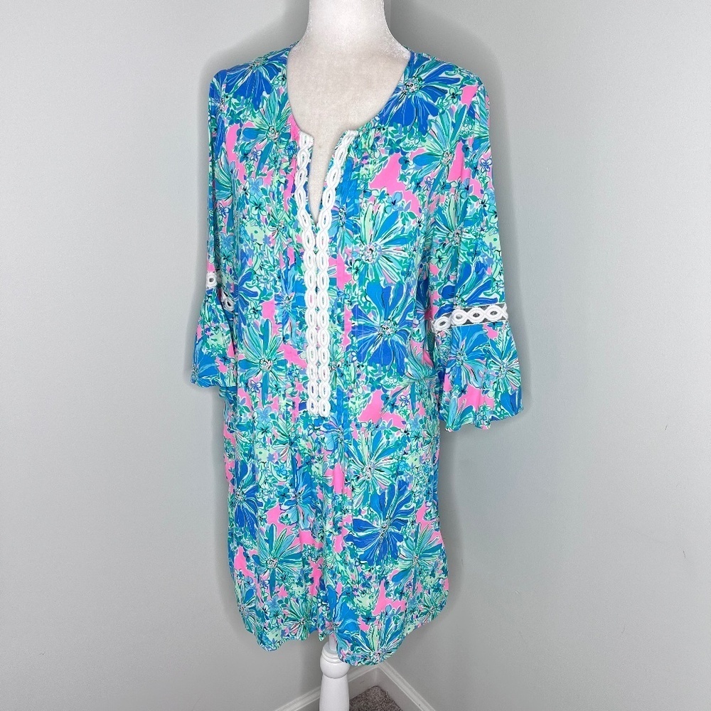 Lilly Pulitzer Hollie Shift Floral Dress Soliel Pink L